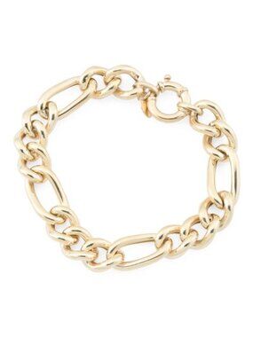MILOR SILVER Made In Italy 18kt Gold Plated Sterling Silver Bold Figaro Bracelet